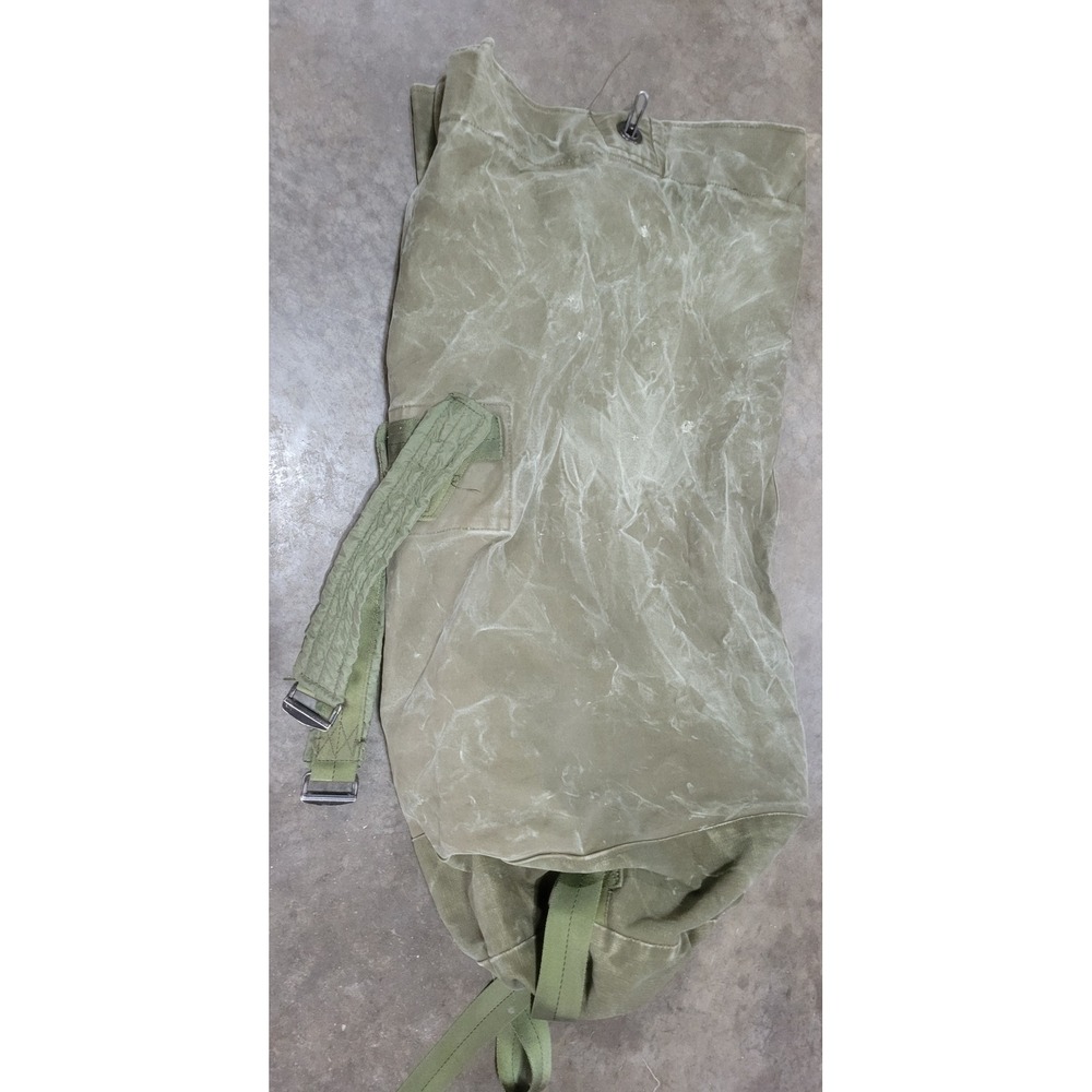 Vintage Military Surplus Olive Drab Canvas Duffle Bag Backpack Sea Bag Rugged
